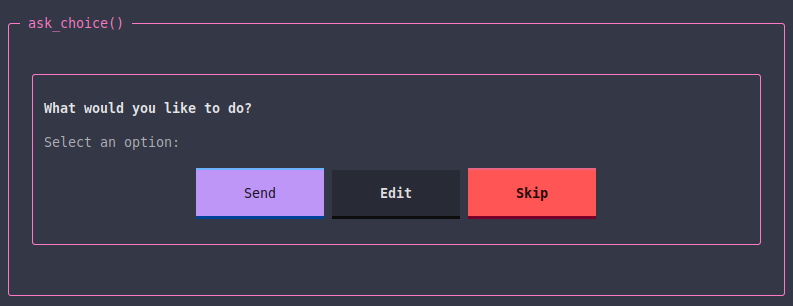 Example of a Textual choice prompt rendered as buttons