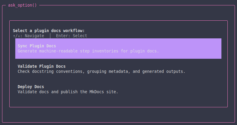 Example of a Textual option list with titles and descriptions